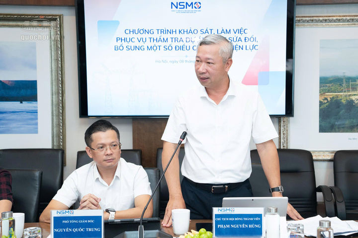 Ông Phạm Nguyên Hùng - Chủ tịch Hội đồng thành viên Công ty TNHH MTV Vận hành hệ thống điện và thị trường điện Quốc gia (NSMO) phát biểu. Ảnh: Cao Hoàng
