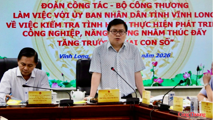 Thứ trưởng Bộ Công Thương Trương Thanh Hoài phát biểu tại buổi làm việc.