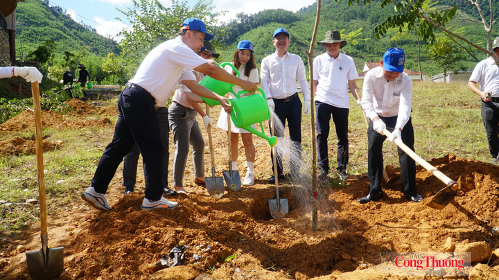 Các đại biểu trồng cây sau lễ khởi động.