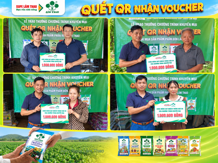 Supe Lâm Thao trao các giải Nhì và giải Ba cho các khách hàng tại Thanh Hoá. Ảnh: Supe Lâm Thao