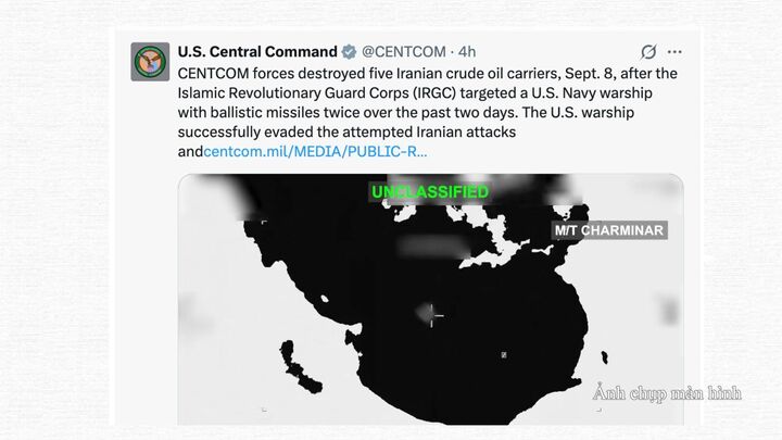 Bộ Chỉ huy Trung ương Mỹ (CENTCOM) đăng tải trên nền tảng X.