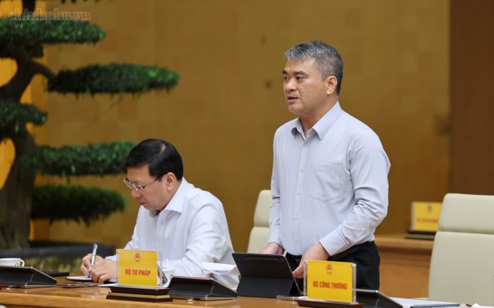 Đại diện các bộ, ngành phát biểu tại cuộc làm việc - Ảnh: chinhphu.vn/Phương Nguyên