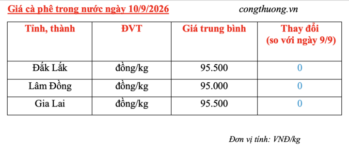 Giá cà phê hôm nay 10/9/2026: Dao động từ 95.000 – 95.500 đồng/kg - 4