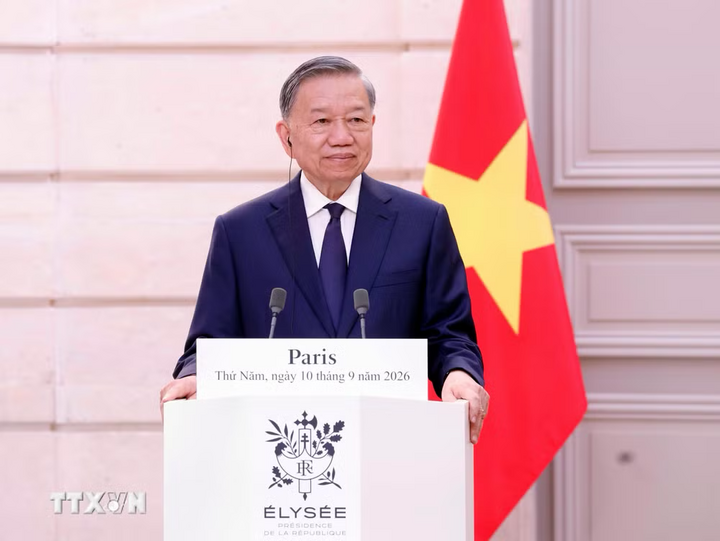 Tổng Bí thư, Chủ tịch nước Tô Lâm phát biểu tại cuộc gặp gỡ báo chí, thông báo kết quả hội đàm. Ảnh: Thống Nhất/TTXVN