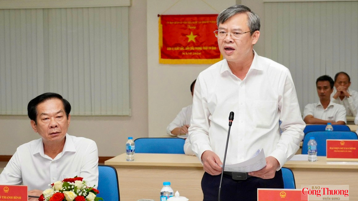 Ông Trương Cảnh Tuyên, Chủ tịch UBND TP. Cần Thơ, báo cáo tại buổi làm việc.