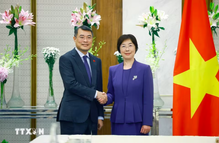 Thủ tướng Lê Minh Hưng tiếp bà Zou Jiayi (Trâu Gia Di), Chủ tịch Ngân hàng Đầu tư Cơ sở hạ tầng Châu Á (AIIB). Ảnh: (Dương Giang/TTXVN)