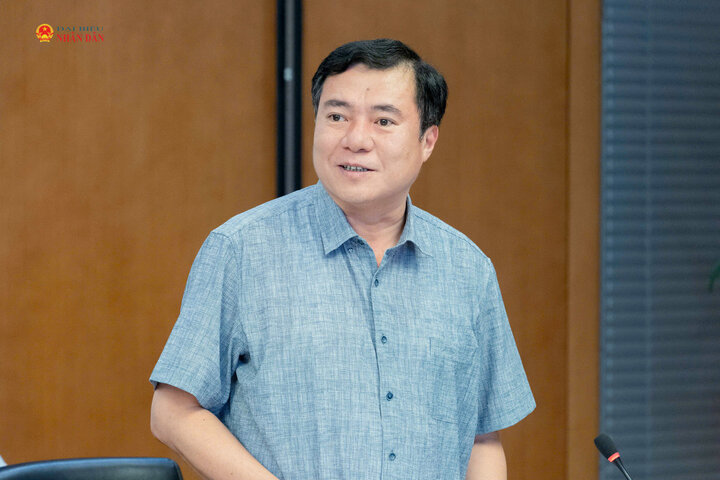 Thứ trưởng Bộ Công Thương Nguyễn Sinh Nhật Tân trình bày tóm tắt tờ trình dự án Luật. Ảnh: Hồ Long