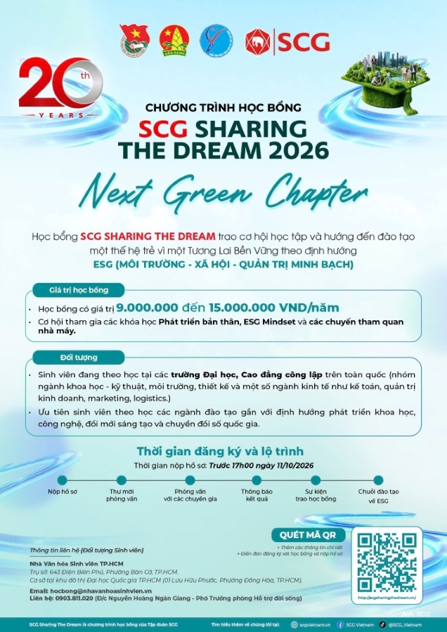 Chương trình học bổng SCG Sharing The Dream 2026.