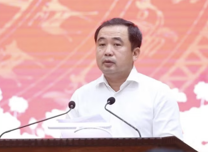 Đồng chí Trần Đức Thắng, Uỷ viên Bộ Chính trị, Bí thư Thành uỷ Hà Nội phát biểu. Ảnh: Thống Nhất/TTXVN.