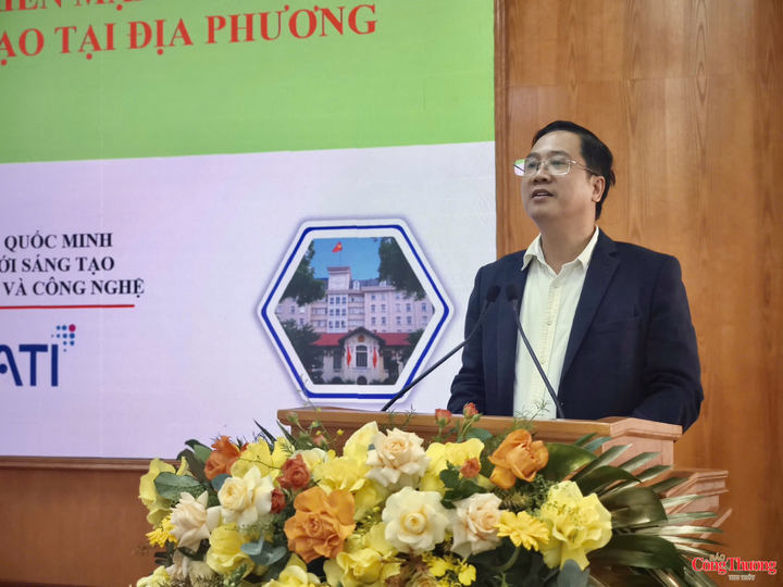 Tiến sĩ Khổng Quốc Minh, Cục Đổi mới sáng tạo, Bộ Khoa học và Công nghệ phát biểu tại hội thảo.