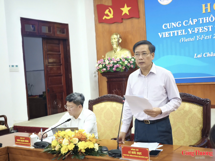 Ông Lê Đức Dục, Trưởng Ban Tuyên giáo Tỉnh ủy, Phó Trưởng Ban Tổ chức chương trình Viettel Y-Fest 2026 phát biểu tại buổi họp báo.