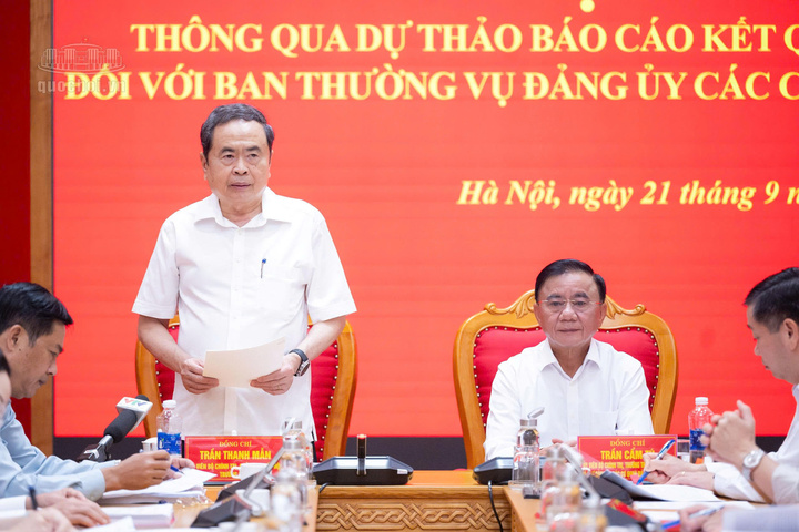 Chủ tịch Quốc hội Trần Thanh Mẫn, Trưởng Đoàn kiểm tra, giám sát phát biểu.