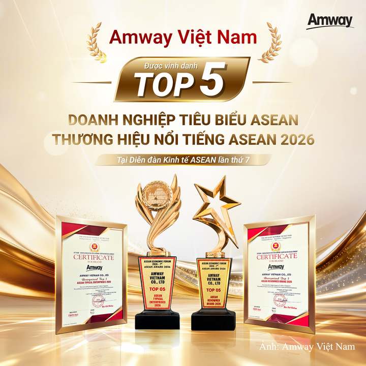 Amway Việt Nam được vinh danh ở hai hạng mục: Top 5 Doanh nghiệp tiêu biểu ASEAN và Top 5 Thương hiệu/sản phẩm nổi tiếng ASEAN