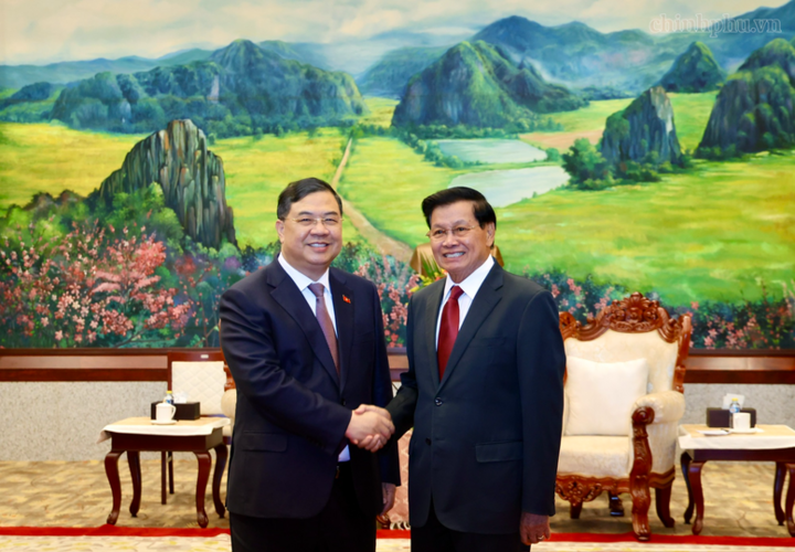 Phó Thủ tướng Thường trực Phạm Gia Túc đến chào Tổng Bí thư, Chủ tịch nước Lào Thongloun Sisoulith - Ảnh: chinhphu.vn/Phương Nguyên