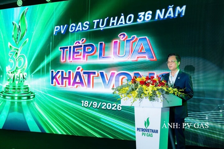 Chủ tịch HĐQT PV GAS Bùi Minh Tiến phát biểu khai mạc tại buổi lễ.