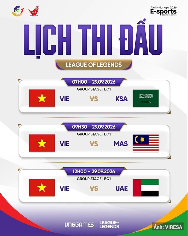 Lịch thi đấu bộ môn Liên minh huyền thoại.