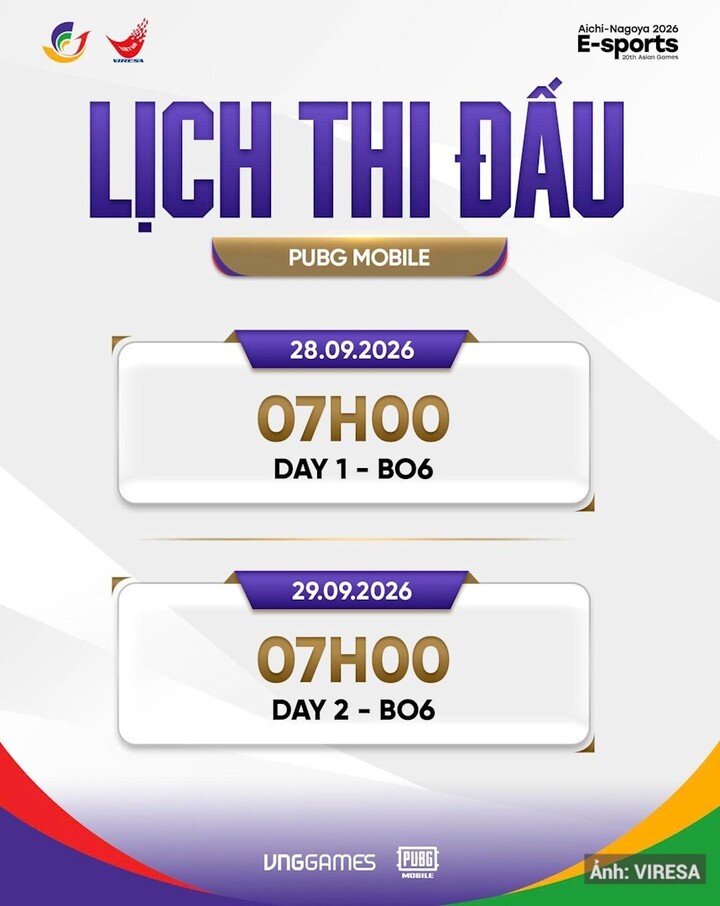 Lịch thi đấu bộ môn PUBG.