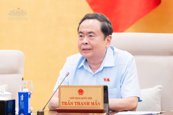 Chủ tịch Quốc hội Trần Thanh Mẫn phát biểu, cho ý kiến về dự án Luật Tài nguyên, môi trường biển và hải đảo (sửa đổi). Ảnh: Vũ Hiếu