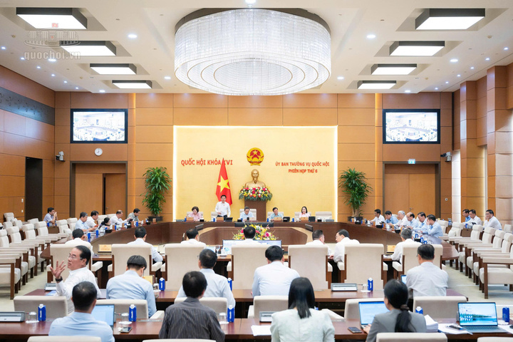 Ủy ban Thường vụ Quốc hội cho ý kiến về dự án Luật Tài nguyên, môi trường biển và hải đảo (sửa đổi). Ảnh: Vũ Hiếu