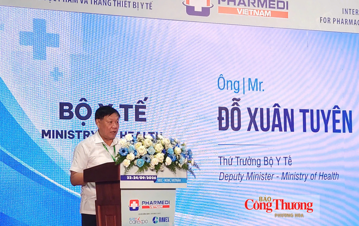 Thứ trưởng Bộ Y tế Đỗ Xuân Tuyên phát biểu tại lễ khai mạc Pharmedi Vietnam 2026.