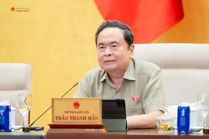 Chủ tịch Quốc hội Trần Thanh Mẫn phát biểu cho ý kiến về dự án Luật An ninh dữ liệu. Ảnh: Vũ Hiếu
