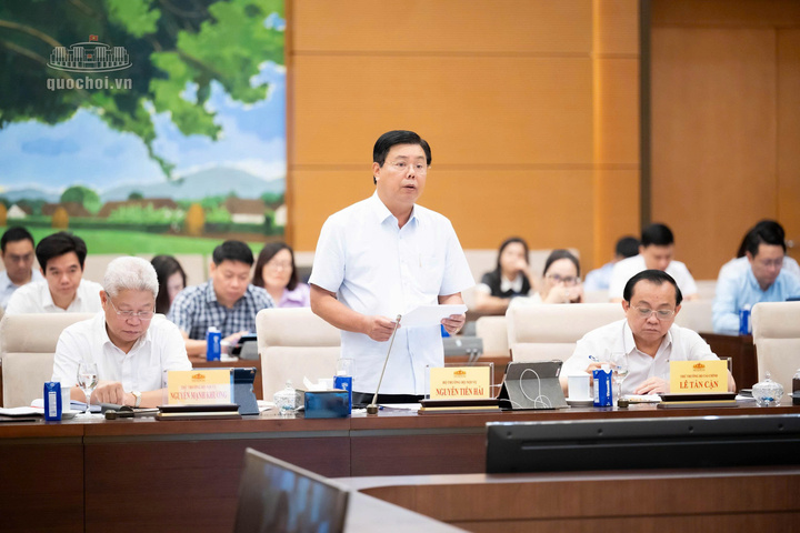 Bộ trưởng Bộ Nội vụ Nguyễn Tiến Hải trình bày tóm tắt dự án Luật. Ảnh: Vũ Hiếu
