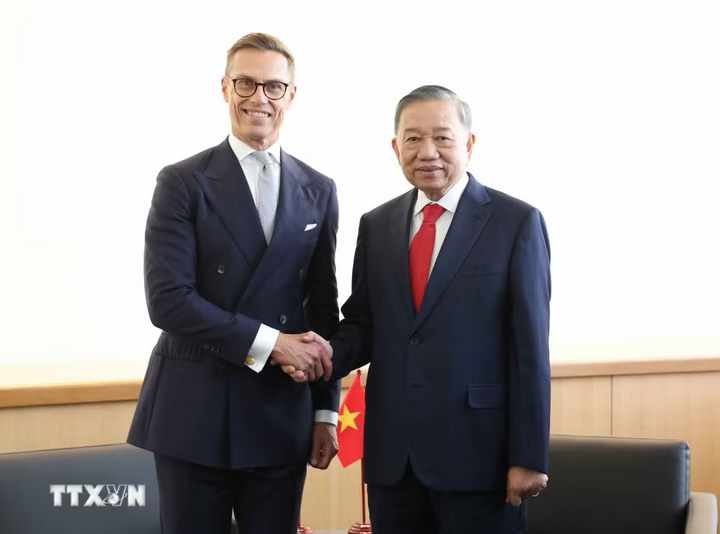 Tổng Bí thư, Chủ tịch nước Tô Lâm gặp Tổng thống Phần Lan Alexander Stubb. Ảnh: Thống Nhất/TTXVN