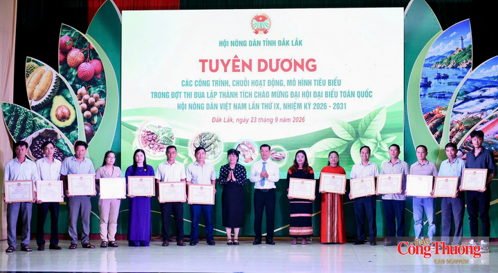 Tuyên dương các công trình, chuỗi hoạt động, mô hình tiêu biểu trong đợt thi đua lập thành tích chào mừng Đại hội Đại biểu toàn quốc Hội Nông dân Việt Nam.