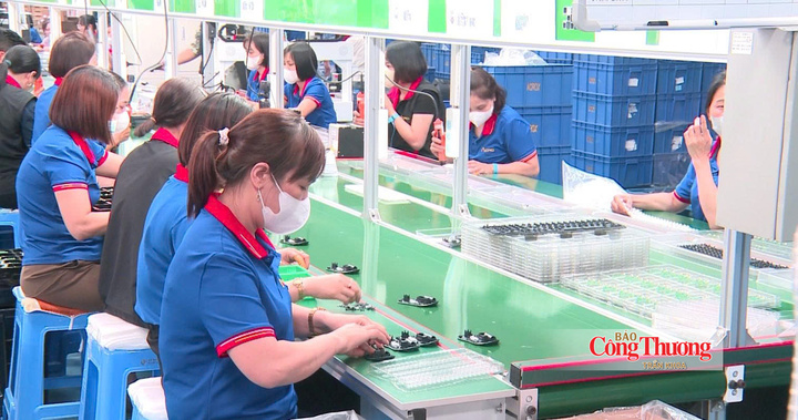 Công đoạn lắp ráp linh kiện chuột máy tính tại nhà xưởng Công ty TNHH International ACRO.
