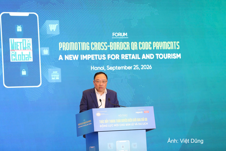 Ông Phạm Anh Tuấn, Vụ trưởng Vụ Thanh toán phát biểu tại hội thảo.