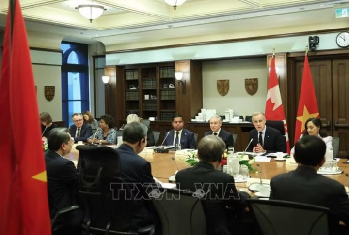 Tổng Bí thư, Chủ tịch nước Tô Lâm hội đàm với Thủ tướng Canada Mark Carney. Ảnh: Thống Nhất/TTXVN