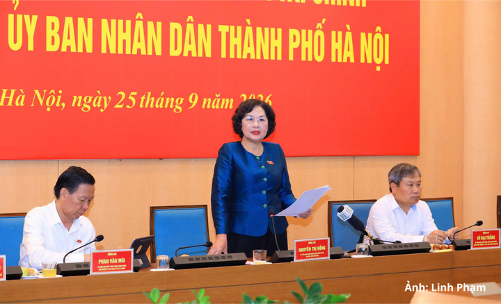 Phó Chủ tịch Quốc hội Nguyễn Thị Hồng ghi nhận nỗ lực của Hà Nội trong điều hành ngân sách, đầu tư công và xây dựng kế hoạch tài chính giai đoạn 2026-2030.