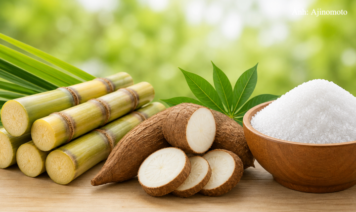 Bột ngọt sản xuất tại Việt Nam với nguyên liệu mía và khoai mì bằng phương pháp lên men. Ảnh minh họa