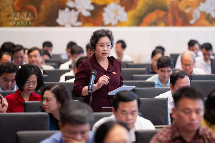 Phó Trưởng Đoàn chuyên trách Đoàn Đại biểu Quốc hội tỉnh Điện Biên Lò Thị Luyến phát biểu. Ảnh: Quochoi.vn