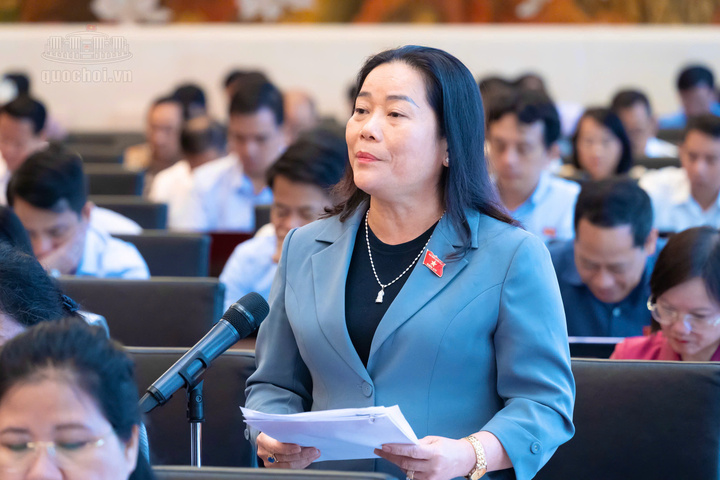 Phó Trưởng Đoàn chuyên trách Đoàn Đại biểu Quốc hội thành phố Cần Thơ Lê Thị Thanh Lam phát biểu tại hội nghị. Ảnh: Quochoi.vn