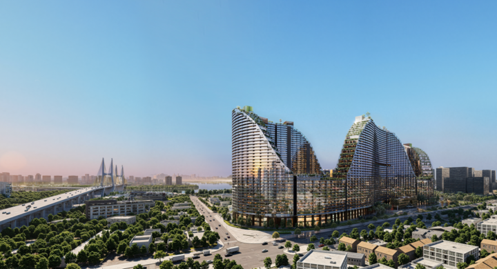 Noble Crystal Riverside do Sunshine Group phát triển, bao gồm 12 tòa tháp cao 13-37 tầng bên sông Sài Gòn, trên cung đường tỷ đô Đào Trí Ảnh: Sunshine Group