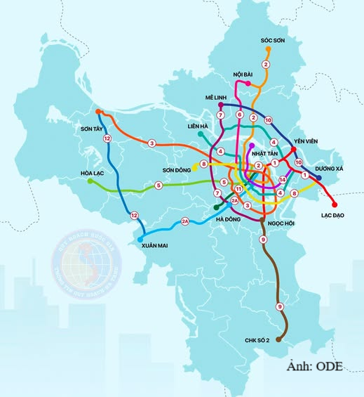 Bản đồ quy hoạch các tuyến metro tại Thủ đô Hà Nội.