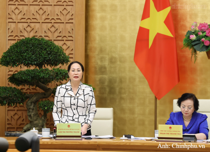 Bộ trưởng Bộ Văn hóa, Thể thao và Du lịch Lâm Thị Phương Thanh phát biểu tại phiên họp - Ảnh: chinhphu.vn/Thu Giang