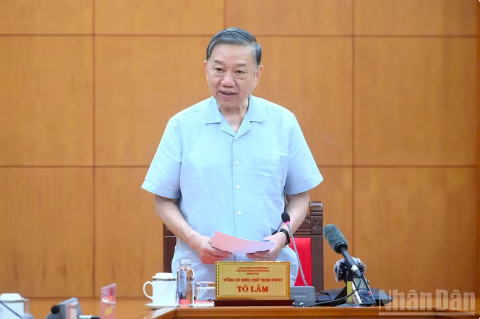 Tổng Bí thư, Chủ tịch nước Tô Lâm phát biểu tại cuộc làm việc. (Ảnh: ĐĂNG KHOA)