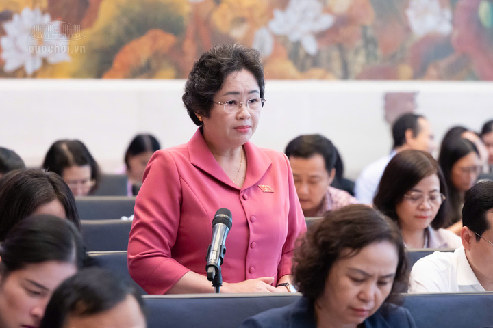 Phó Trưởng Đoàn chuyên trách Đoàn đại biểu Quốc hội tỉnh Điện Biên Lò Thị Luyến phát biểu. Ảnh: Quochoi.vn