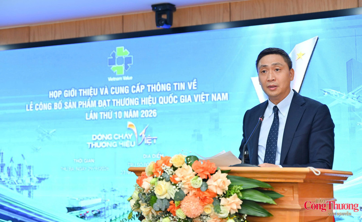 Ông Hoàng Minh Chiến - Phó Cục trưởng Cục Xúc tiến thương mại sơ lược quá trình triển khai kỳ xét chọn sản phẩm đạt Thương hiệu quốc gia Việt Nam năm 2026.