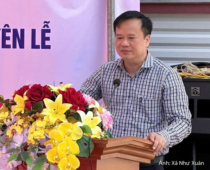 Ông Nguyễn Quang Trường - Chủ tịch UBND xã Như Xuân phát biểu tại buổi lễ.