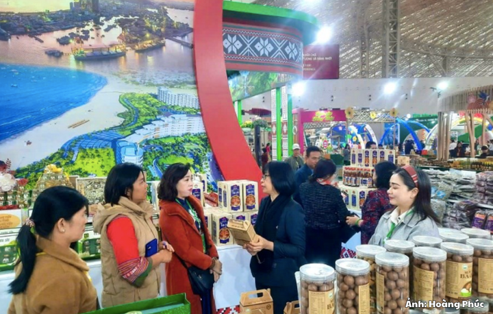 Gian hàng trưng bày sản phẩm của tỉnh Gia Lai tại Hội chợ mùa xuân lần thứ nhất.