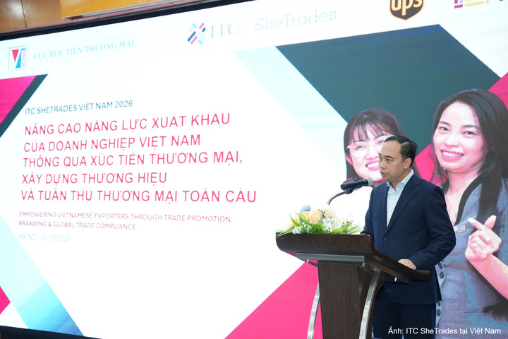 Ông Đào Việt Anh - Trưởng phòng Quan hệ quốc tế, Cục Xúc tiến thương mại, Bộ Công Thương phát biểu tại hội thảo.