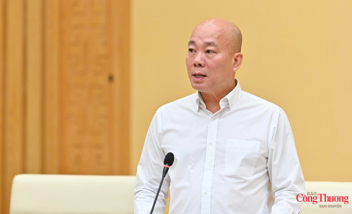 Ông Vũ Bá Phú, Cục trưởng Cục Xúc tiến thương mại báo cáo tại phiên họp