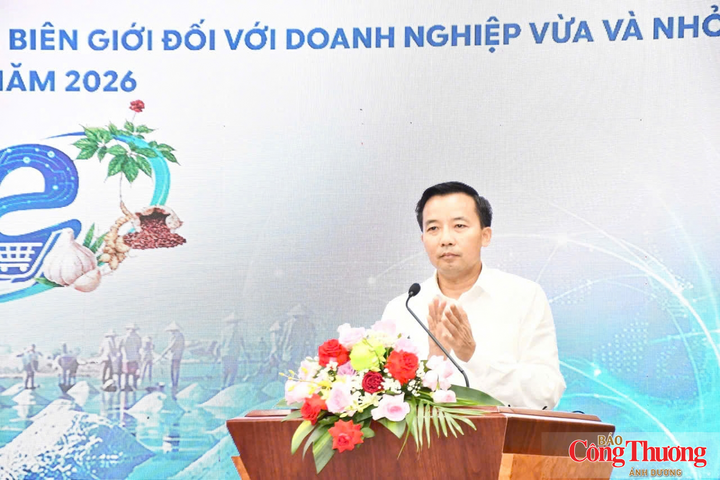 Ông Nguyễn Thanh Mân, Giám đốc Sở Công Thương tỉnh Quảng Ngãi phát biểu khai mạc hội nghị.