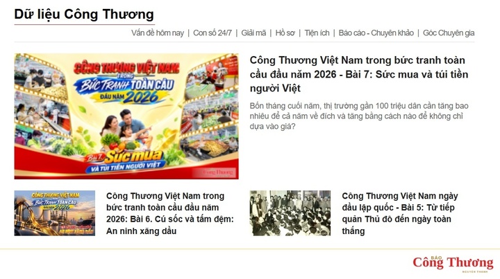 Tháng 9, cùng hòa chung niềm vui 81 năm Độc lập và hướng tới kỷ niệm 81 năm Ngày truyền thống Báo Công Thương (2/10/1945 - 2/10/2026), Báo ra mắt chuyên mục Dữ liệu Công Thương.