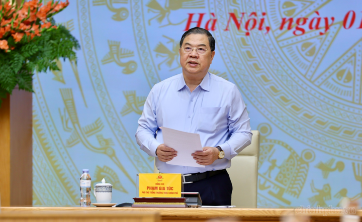 Phó Thủ tướng Thường trực Chính phủ Phạm Gia Túc chủ trì Phiên họp thứ nhất của Ban Chỉ đạo các công trình trọng điểm trong lĩnh vực công thương và xây dựng. Ảnh: chinhphu.vn/Phương Nguyên