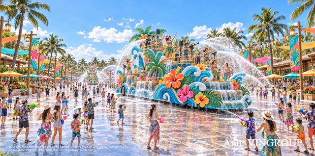 Du khách nhập cuộc cùng đoàn xe diễu hành trong lễ hội lấy cảm hứng từ Songkran Thái Lan