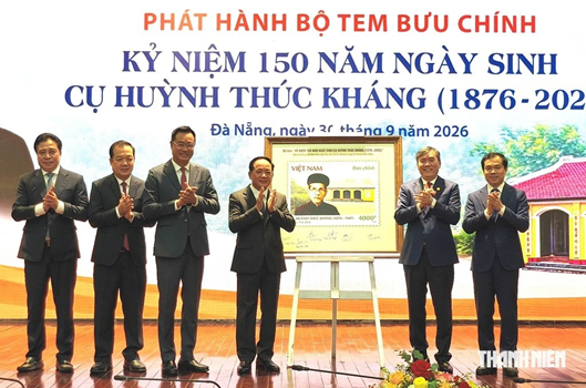 Lễ phát hành bộ tem bưu chính kỷ niệm 150 năm Ngày sinh cụ Huỳnh Thúc Kháng, Đà Nẵng, ngày 30/9/2026. Nguồn: Báo Thanh Niên